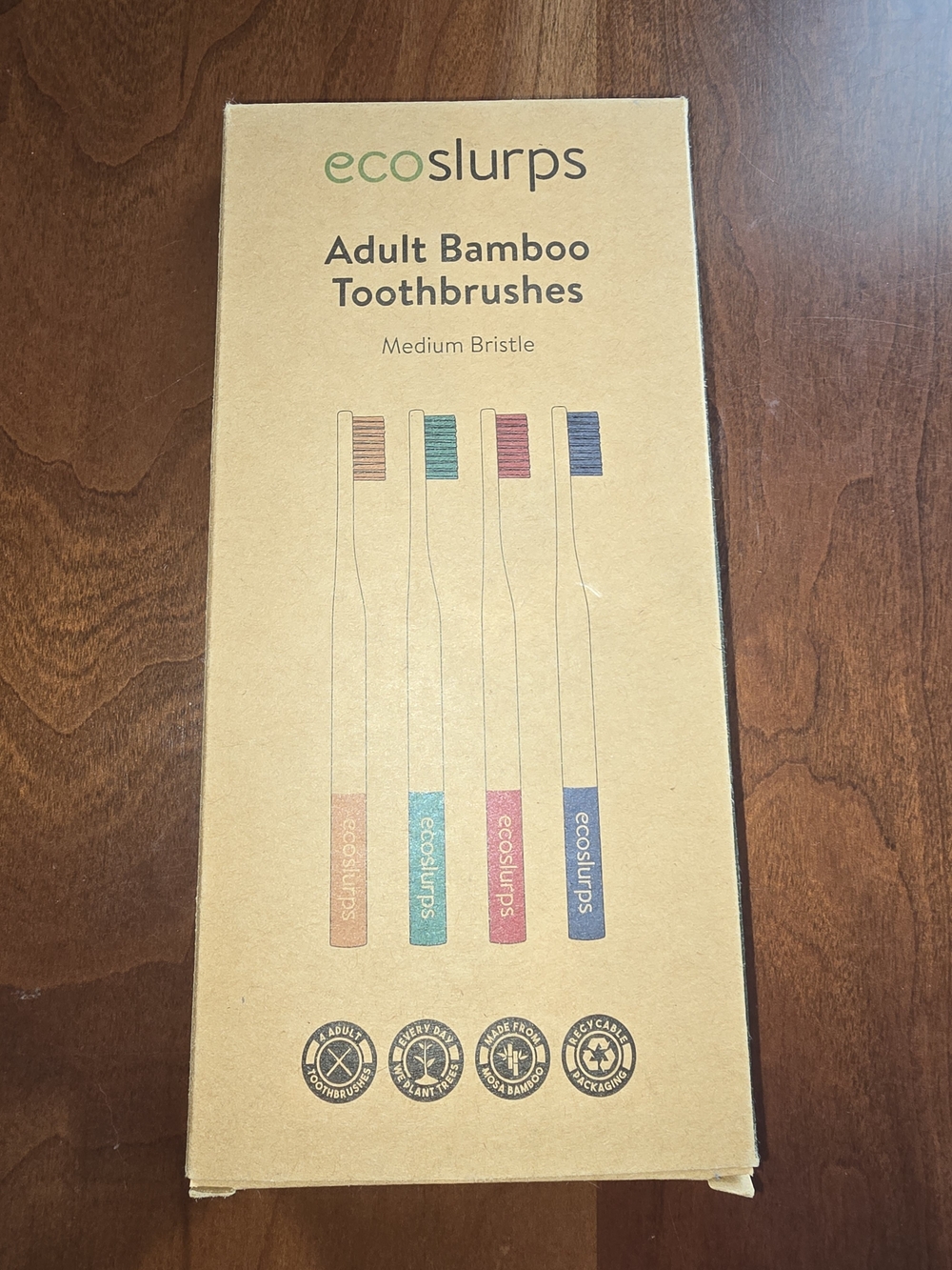 Adult Bamboo Toothbrushes - Multi Color Set of Four, Brand New!